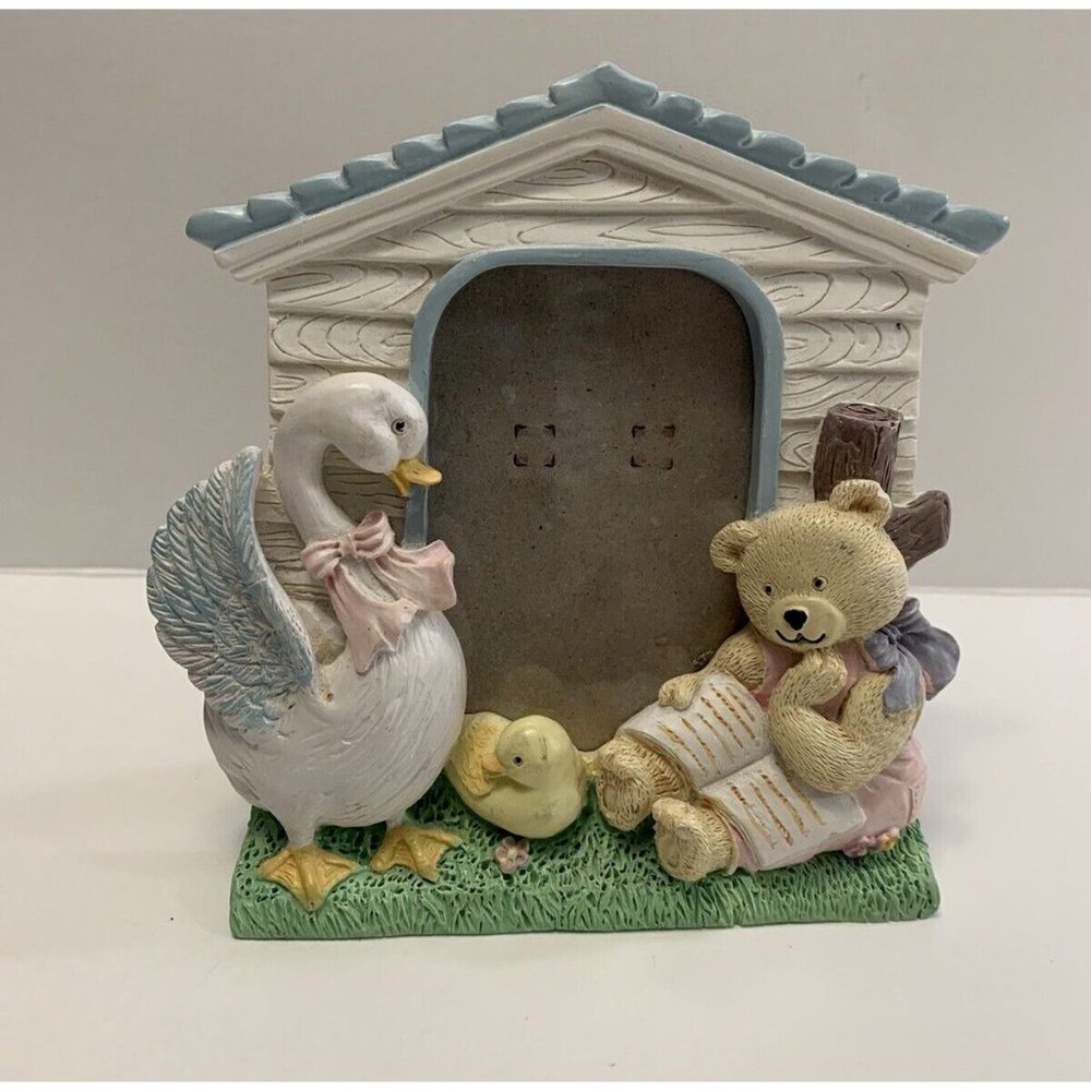 Baby Nursery Picture Frame  Little House Bear Book Duck Swan With Baby On Grass